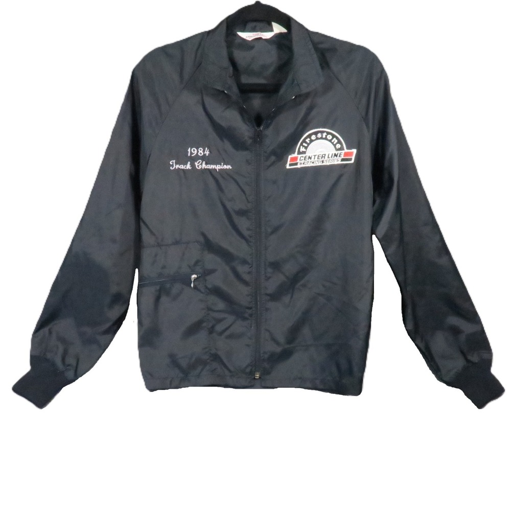 Centerline Firestone Racing Jacket S Black Full Zip 1984 Track Champion Vintage